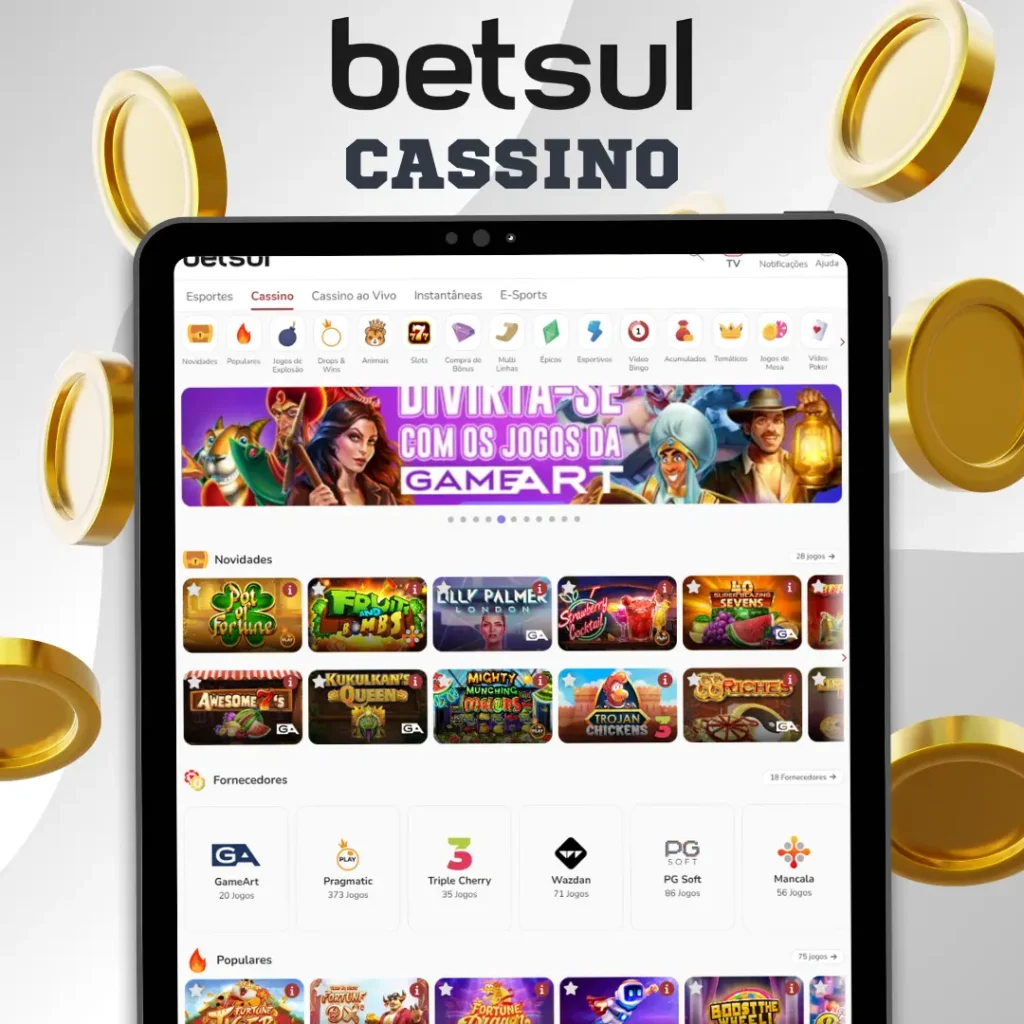 Interface de jogos de casino online da Betsul
